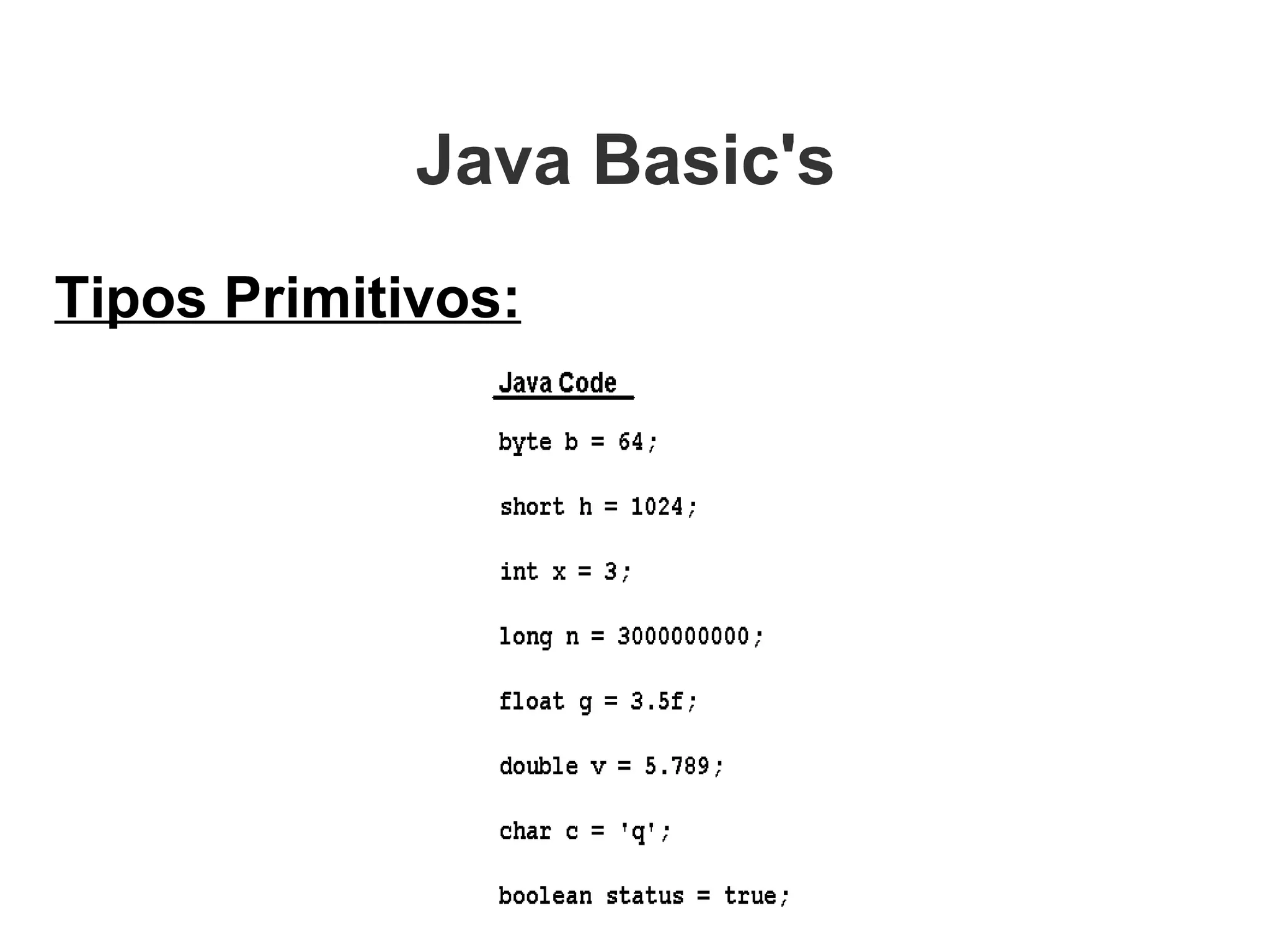 Tipos Primitivos: Java Basic's  