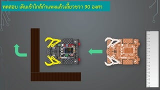 ทดสอบ เดินเข้าใกล้กาแพงแล้วเลี้ยวขวา 90 องศา
 