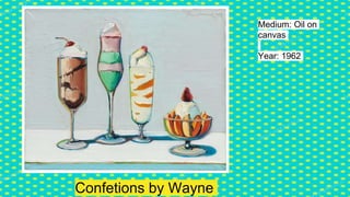 Confetions by Wayne
Medium: Oil on
canvas
Year: 1962
 