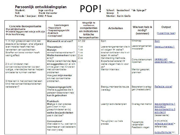 pop formulier