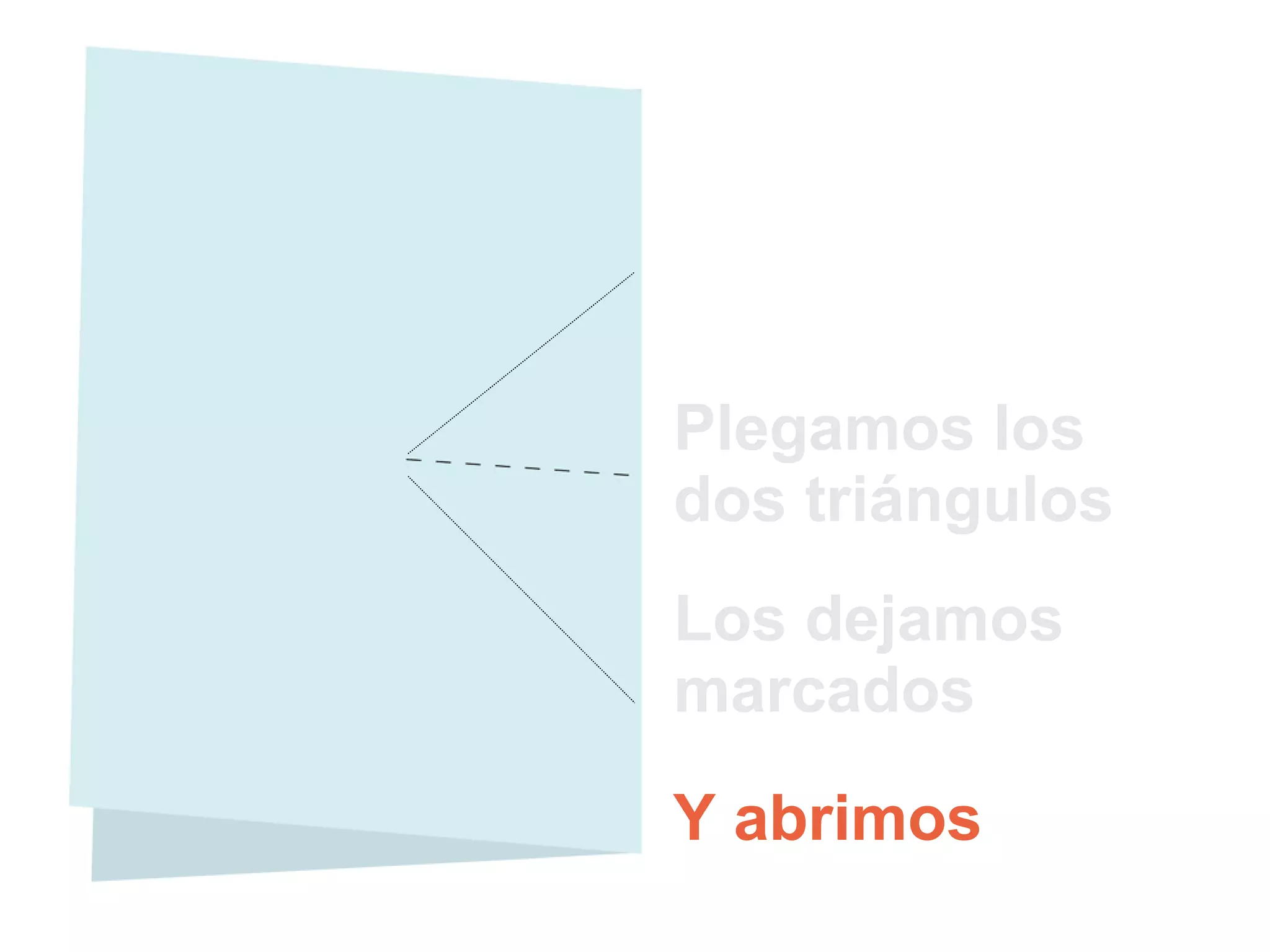 Los dejamos marcados Plegamos los dos triángulos Y abrimos