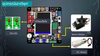 อุปกรณ์เอาต์พุต
Servo Motor
DC Motor
ล้าโพงเปียโซ
ZX-LED
 