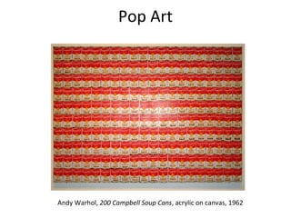 Pop Art Andy Warhol,  200 Campbell Soup Cans , acrylic on canvas, 1962 