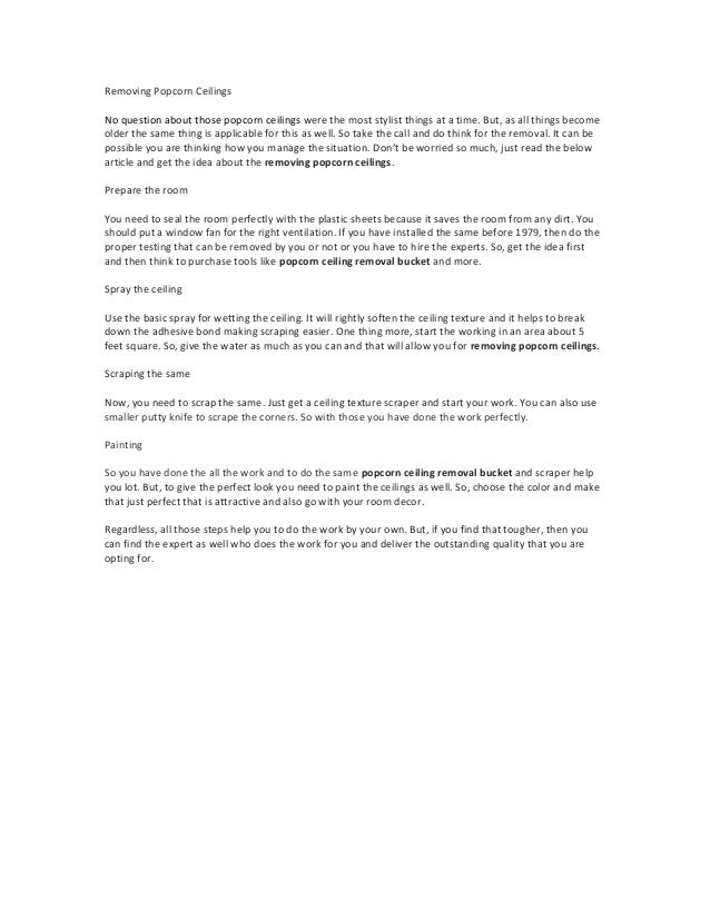 Removing Popcorn Ceilings