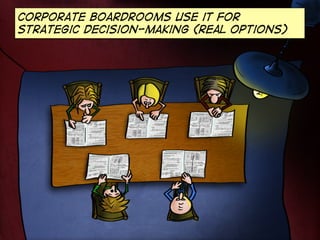 corporate boardrooms use it for
strategic decision-making (real options)
 