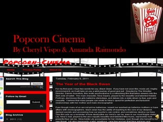 Welcome!,[object Object],Popcorn Cinema,[object Object],By Cheryl Vispo & Amanda Raimondo,[object Object]