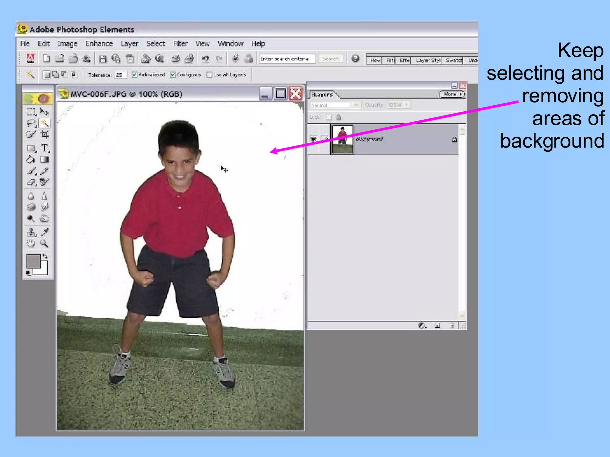 Keep selecting and removing areas of background 
