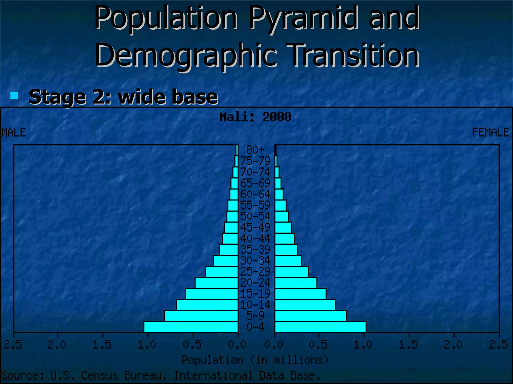 Population Pyramid and Demographic Transition Stage 2: wide base 
