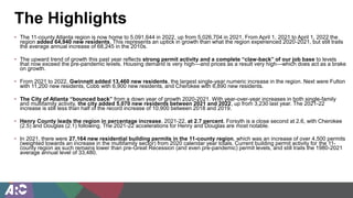 The Highlights
• The 11-county Atlanta region is now home to 5,091,644 in 2022, up from 5,026,704 in 2021. From April 1, 2...