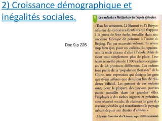 2) Croissance démographique et
inégalités sociales.
Doc 9 p 226
 