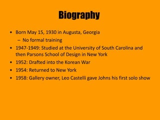 Biography  <ul><li>Born May 15, 1930 in Augusta, Georgia  </li></ul><ul><ul><li>No formal training  </li></ul></ul><ul><li...