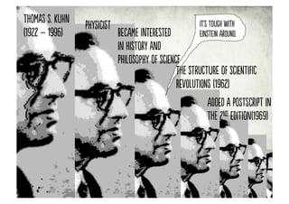 PhySiCist 
BecAme IntErEstEd 
in HisTory and 
PhiLoSopHy of SciEnce 
ThoMas S. Kuhn 
(1922 – 1996) 
it’s TouGh With 
EinSt...