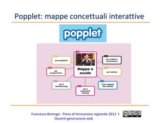 Popplet: mappe concettuali interattive

Francesca Berengo - Piano di formazione regionale 2013 1
Docenti generazione web

 