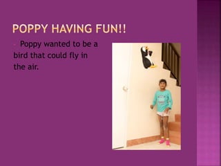 • Poppy wanted to be a
bird that could fly in
the air.
 