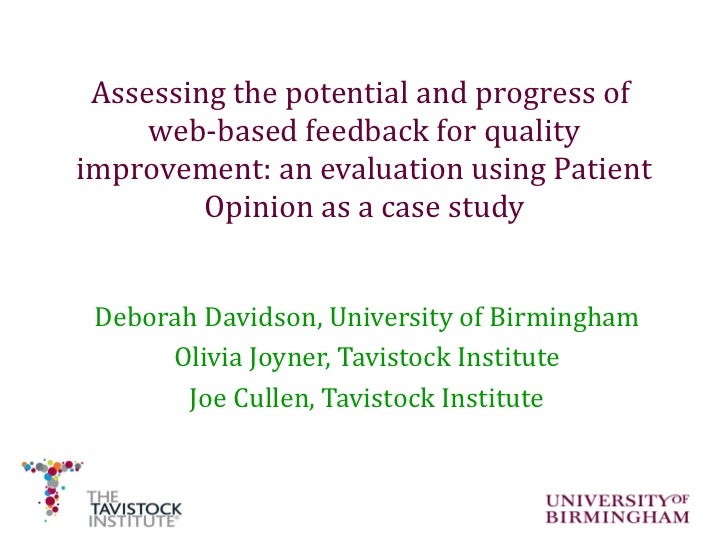 Assessing the potential and progress of  web-based feedback for quality improvement: an evaluation using Patient Opinion a...