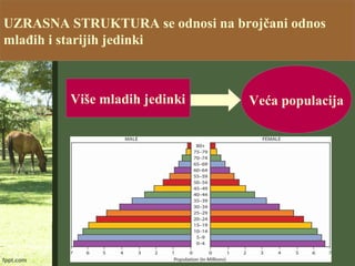 PROSTORNI RASPORED pokazuje na koji način
su raspoređene jedinke na nekom prostoru
- Zavisi od uslova biotopa
Grupni raspored
Ravnomerni
raspored
Neravnomerni
raspored
 