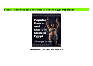 DOWNLOAD ON THE LAST PAGE !!!!
Download Here https://ebooklibrary.solutionsforyou.space/?book=1476681996 Based on multiple decades of research on and experience with Egyptian dance and music, this book is a unique exploration into the history, expansion, aesthetics, social reality, regulation, and transformation of different forms of dance and dance music in Egypt. The book covers raqs sharqi (Oriental dance, known as belly dance or danse du ventre), raqs sha'biyya (regional or group-specific dances and rituals), sha'bi (lower-class urban music and a dance style), mulid (drawing on Sufi tradition and the festive character of saints' day festivals) and mahraganat (youth-created, primarily electronic music with lively rhythms and biting lyrics). Each chapter touches on a different aspect of Egyptian dance, including genres and sub-genres and evolution, the demeanor of dancers, trends old and new, and social and political criticism using the imagery of dance or a dancer. It also considers the globalization of Egyptian dance, the replication or fantasies of raqs sharqi outside of Egypt, as well as the adoption of the dance as a hobby, competitive dance form, and focus of international dance festivals. Download Online PDF Popular Dance and Music in Modern Egypt Read PDF Popular Dance and Music in Modern Egypt Read Full PDF Popular Dance and Music in Modern Egypt
E-book Popular Dance and Music in Modern Egypt Paperback
 