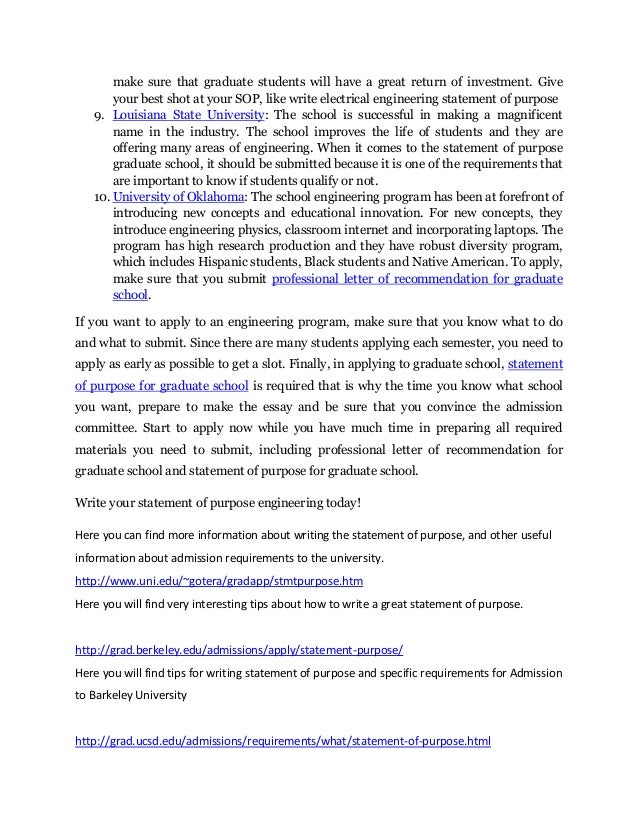 Grad school statement of purpose tips