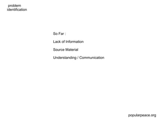 problem identification So Far :  Lack of Information  