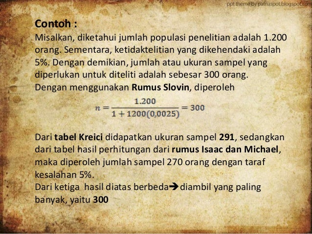 materi rumus pengambilan sampel isaac and michael pdf