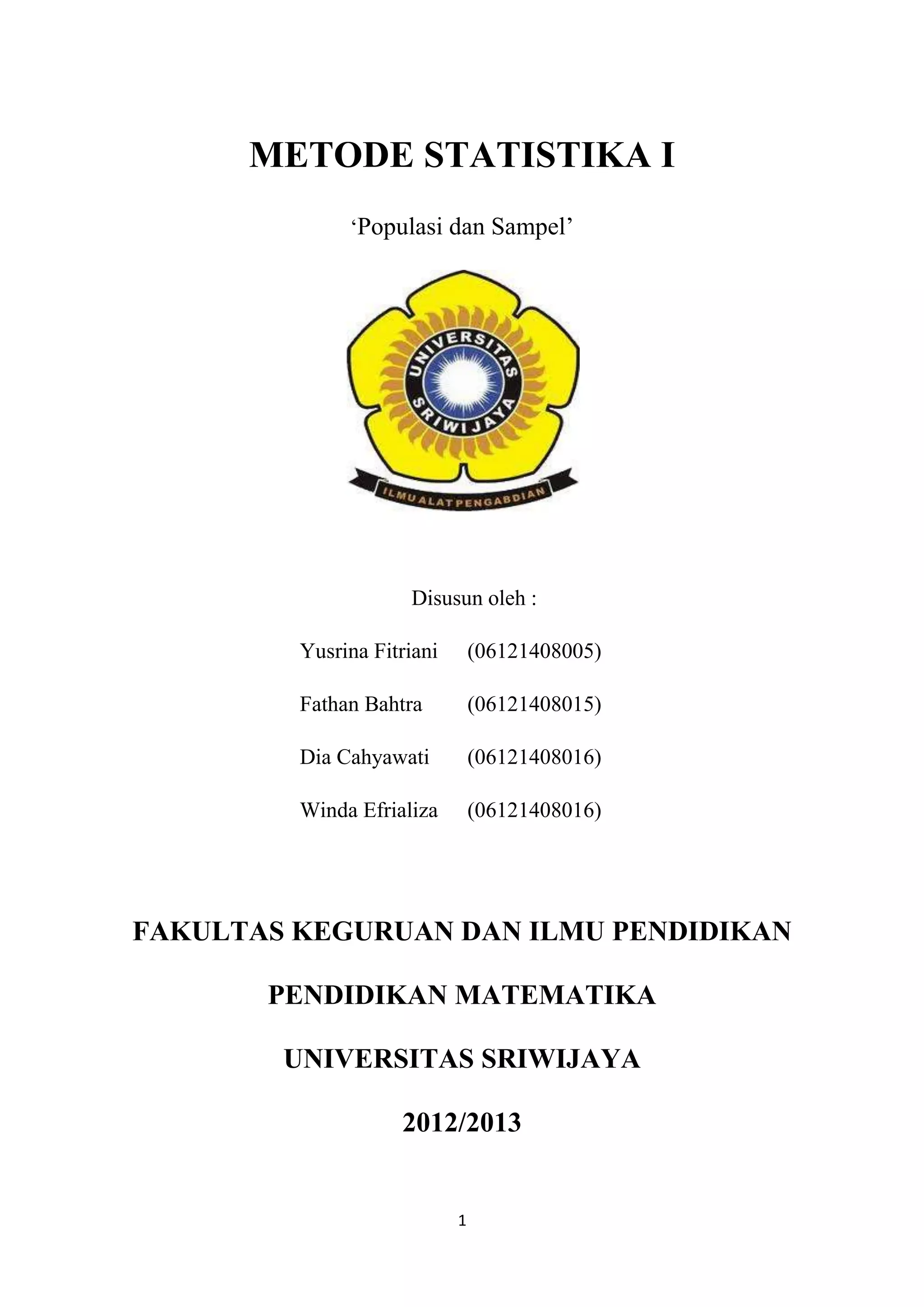 Populasi dan sampel (Statistika Matematika) | PDF