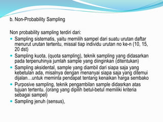 Populasi dan sampel universitas pamulang | PPTX