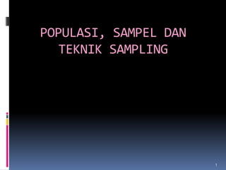 POPULASI, SAMPEL DAN
TEKNIK SAMPLING
1
 