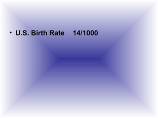 • U.S. Birth Rate 14/1000
 