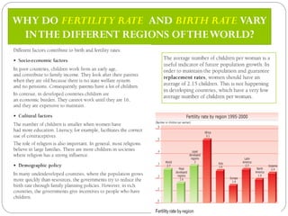 WHY DO FERTILITY RATE AND BIRTH RATE VARY IN THE DIFFERENT REGIONS OF THE WORLD?