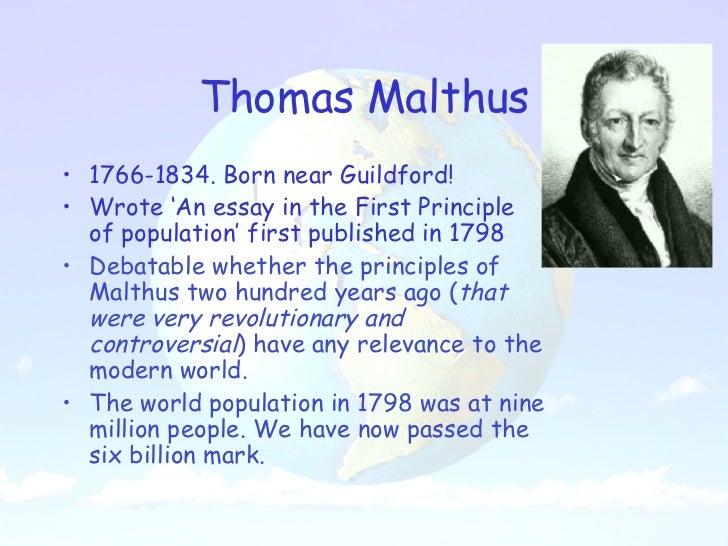 Essay principle population thomas robert malthus