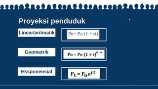 Linear/aritmatik
Geometrik
Eksponensial
Proyeksi penduduk
 