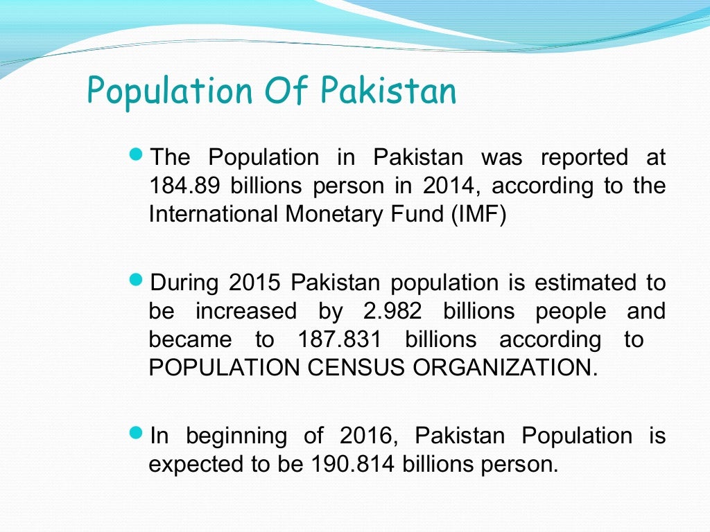 Population & demography of pakistan