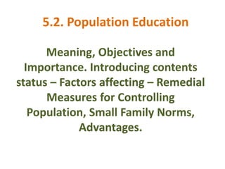importance of population education