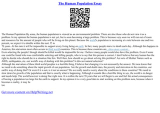 Population Growth Essay | PDF