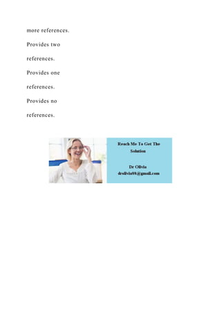 more references.
Provides two
references.
Provides one
references.
Provides no
references.
 