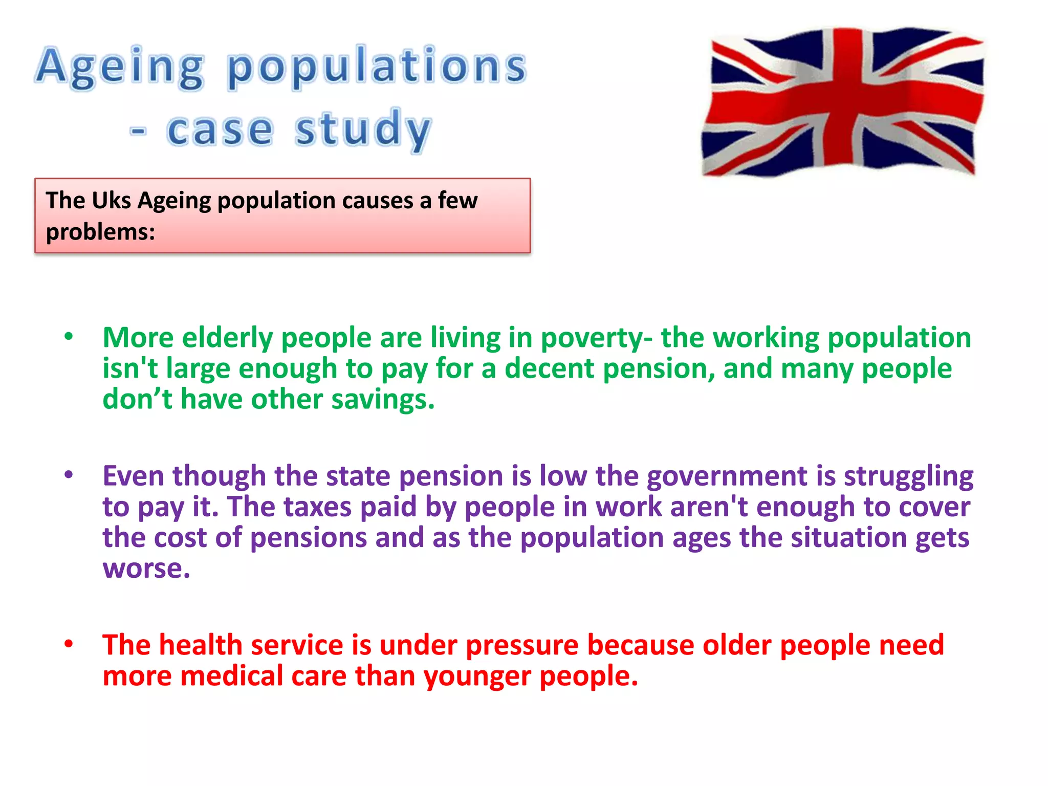 Managing rapid population growthRapid population growth has social, economic and political impacts.PoliticalMost of the population is made up of young people so the government focuses on policies that are important to young people e.g. education and provision of things such as childcare.