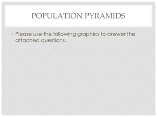 POPULATION PYRAMIDS
• Please use the following graphics to answer the
attached questions.

 
