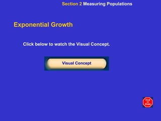 Exponential Growth Click below to watch the Visual Concept. Visual Concept Section 2  Measuring Populations 