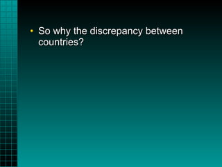 So why the discrepancy between countries? 