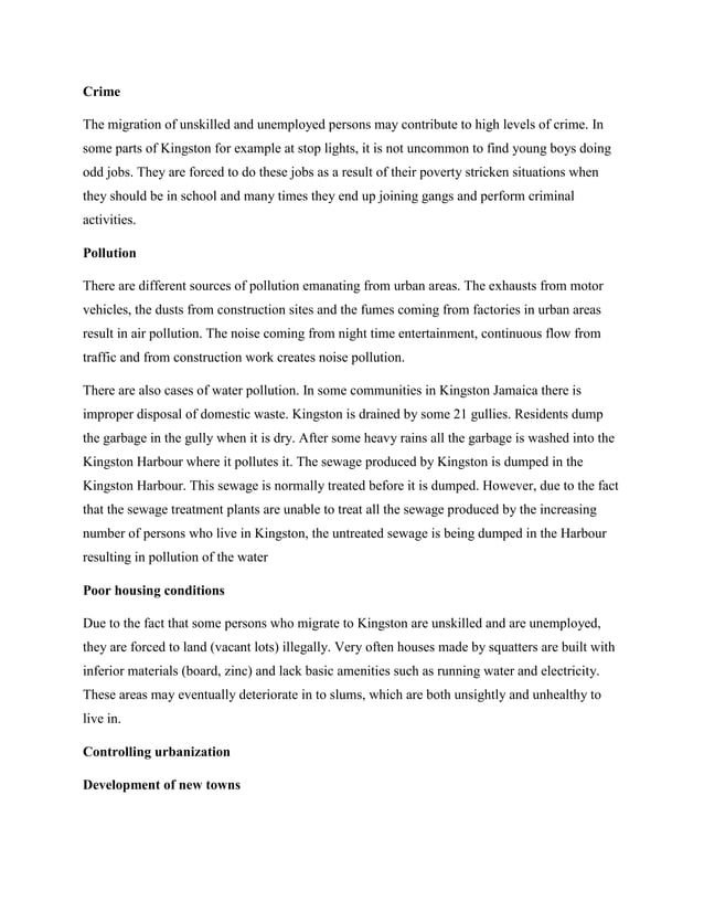 Csec Human Geography Population Urbanization And Migration Pdf