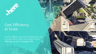 Cost Efficiency
at Scale
Cristian Măgherușan-Stanciu @magheru_san
Principal SRE at HERE Technologies, Berlin
AWS Pop-up Loft, 15 October 2018
 