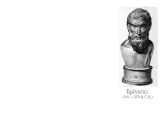 In the 3 rd  Century B.C.E., Epicurus drew the conclusion that the existence of evil is incompatible with the existence of the gods, who care about the matters of mankind, assuming absolute concepts of benevolence, knowledge, and power. Epicurus is credited with being the first thinker to consider the idea of the Divine and the existence of evil as being incompatible. Epicurus   (341 – 270 B.C.E.) "Either God wants to abolish evil, and cannot; or he can, but does  not want to. If he wants to, but cannot, he is impotent. If he can,  but does not want to, he is wicked. If God can abolish evil, and  God really wants to do it, why is there evil in the world?"  —  Epicurus 