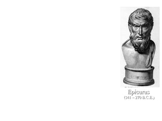 In the 3 rd  Century B.C.E., Epicurus drew the conclusion that the existence of evil is incompatible with the existence of the gods, who care about the matters of mankind, assuming absolute concepts of benevolence, knowledge, and power. Epicurus is credited with being the first thinker to consider the idea of the Divine and the existence of evil as being incompatible. Epicurus   (341 – 270 B.C.E.) "Either God wants to abolish evil, and cannot; or he can, but does  not want to. If he wants to, but cannot, he is impotent. If he can,  but does not want to, he is wicked. If God can abolish evil, and  God really wants to do it, why is there evil in the world?"  —  Epicurus 