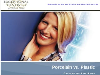 Porcelain vs. Plastic   Choosing the Right Filling   Achieving Health and Beauty with Modern Dentistry Insert logo here 