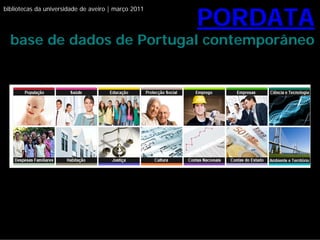 PORDATA
bibliotecas da universidade de aveiro | março 2011




  base de dados de Portugal contemporâneo
 