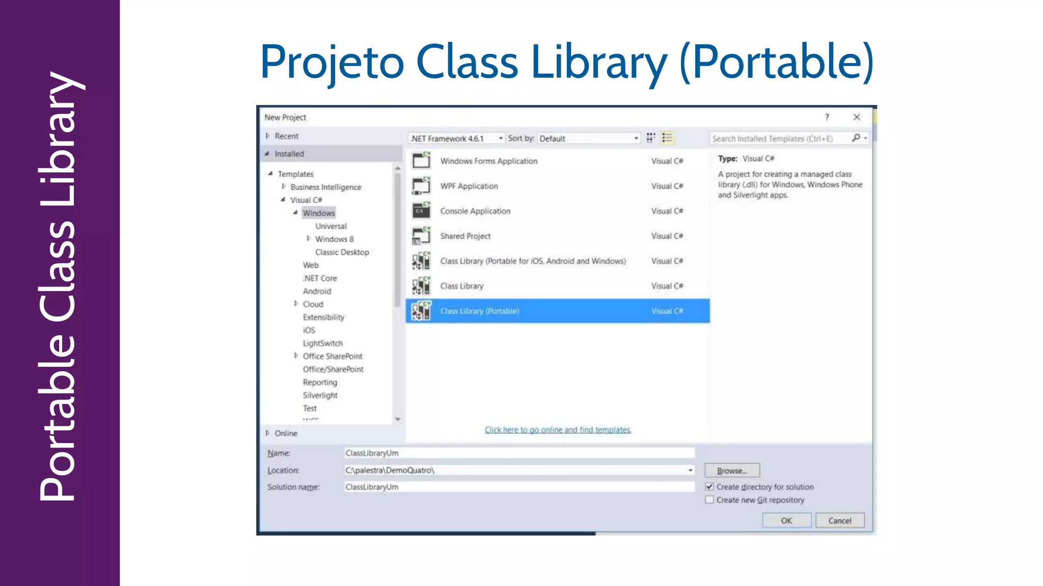PortableClassLibrary Projeto Class Library (Portable)
 