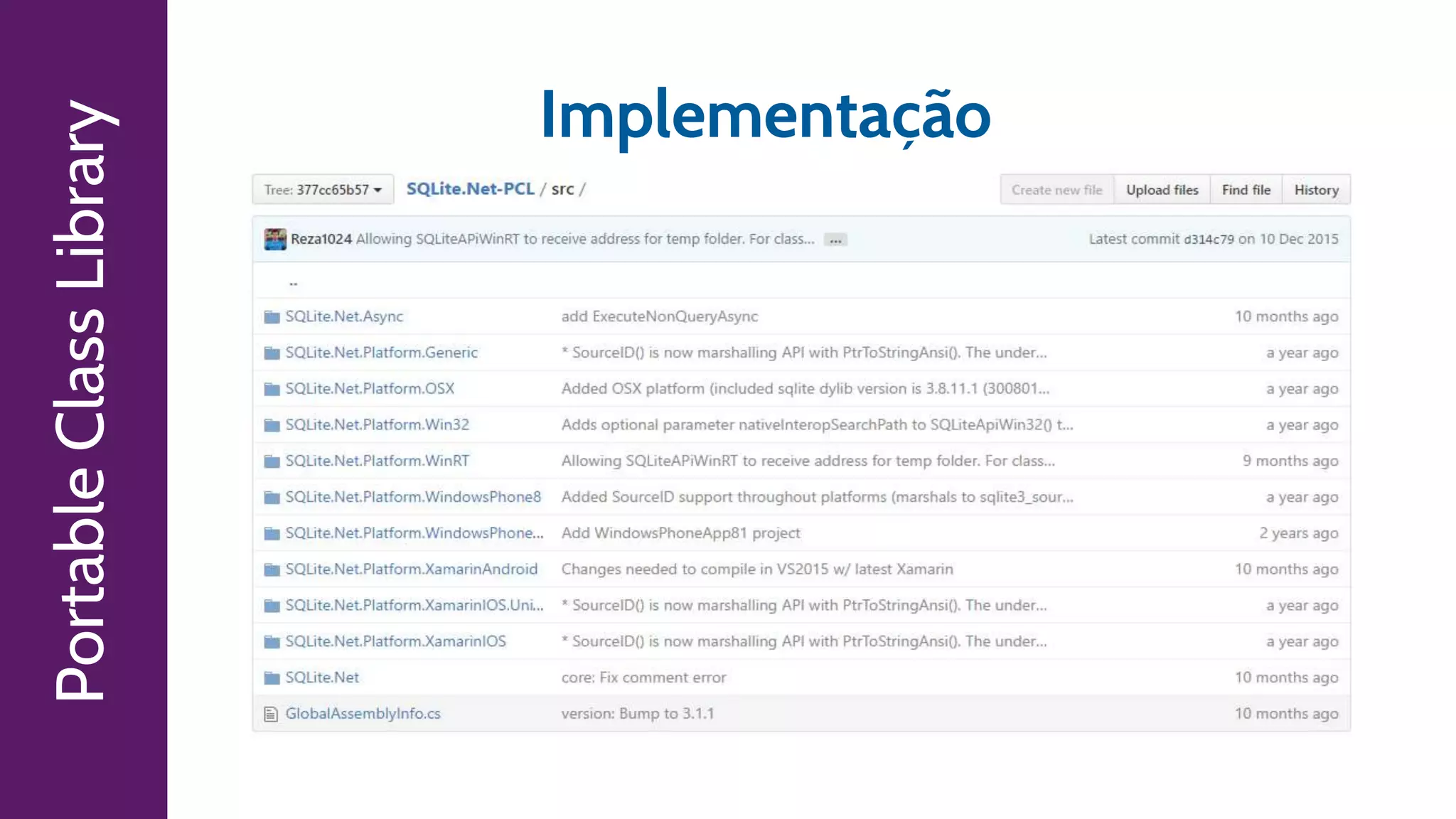 PortableClassLibrary
Implementação
 