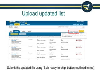 Upload updated list
Submit the updated file using ‘Bulk ready-to-ship’ button (outlined in red)
 