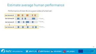 retv-project.eu @ReTV_EU @ReTVproject retv-project retv_project
27
Estimate average human performance
Performance of User ...