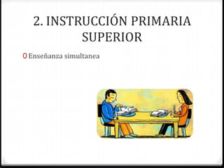 2. INSTRUCCIÓN PRIMARIA
SUPERIOR
0 Enseñanza simultanea
 